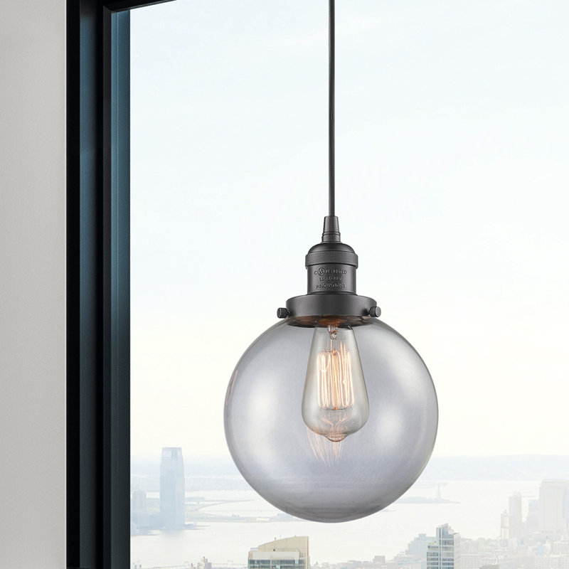 Clementina 1 - Light Single Pendant, 6 Watt Vinage LED Bulb, Clear, Oil Rubbed Bronze