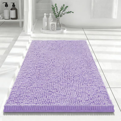 Luxury Chenille Bath Mat, Extra Soft Absorbent Shaggy, Non-Slip Plush, Purple, 24X16 Inch