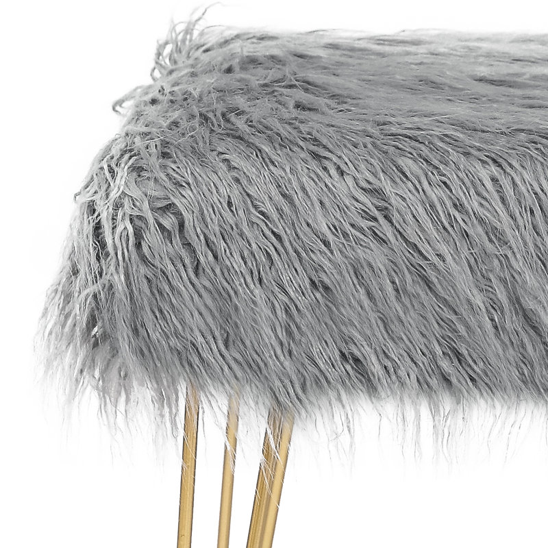 Repose-pieds large 16,3 po, Grey Faux Fur
