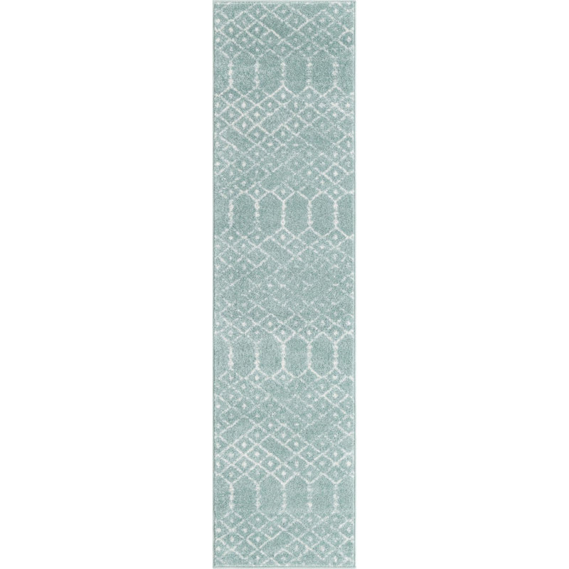 Sierra Geometric Area Rug, Runner 2' x 8', Aqua 