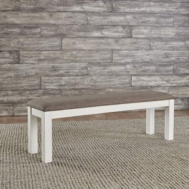 Banc de salle à manger rembourré Luz, H 26 po x l 60 po x P 15 po, Blanc
