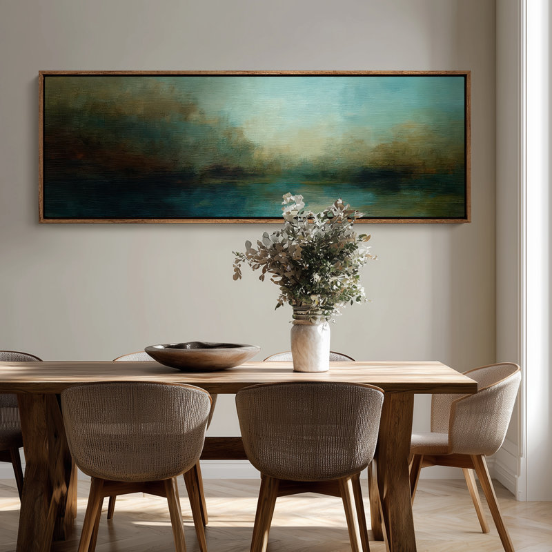 Très grand art mural rétro encadré pour art classique, H 20 po x l 60 po, Naturel