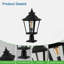 Ensemble de lanternes de poteau d'extérieur 21 po (H) 21 po - Lampadaire rétro en métal noir et verre transparent pour l'éclairage de jardin, barrière, allée et allée avec une conception élégante (ampoule non incluse)