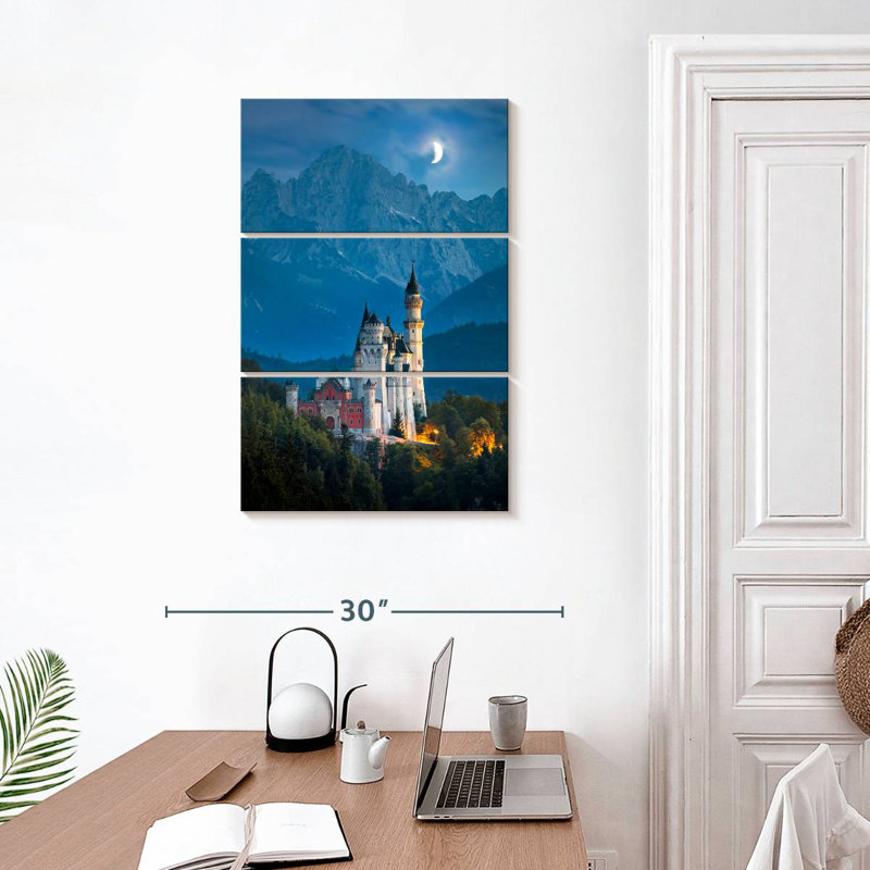 Neuschwanstein Castle At Night, 32" H x 20" W