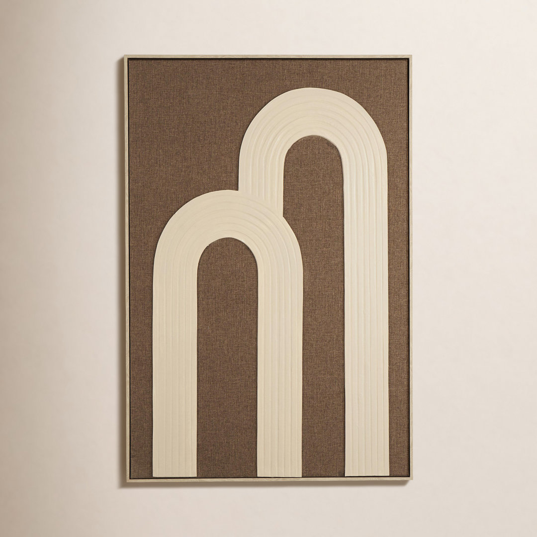 The Novogratz Polyester Geometric Living Room Framed Wall Art with Tan Layered Arches Joss & Main