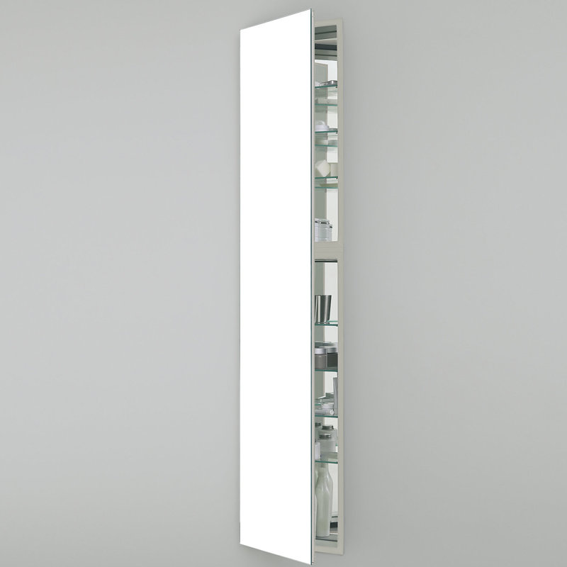 Armoire à pharmacie encastrée à 1 porte M Series avec 7 tablettes réglables et éclairage DEL, 70 po x 19,25 po x 8 po, Blanc