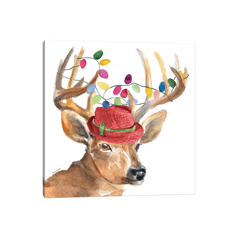 Christmas Light Reindeer Hat by Lanie Loreth - Wrapped Canvas Print, 66.04cm H x 66.04cm W x 1.905cm D