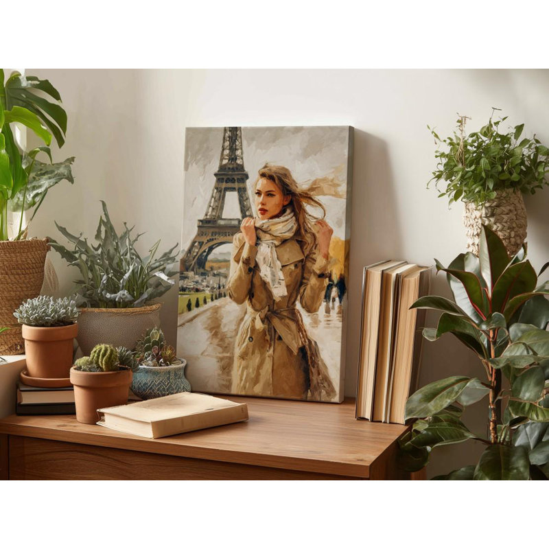 «Parisian Woman», impression sur toile: Tour Eiffel impressionniste, H 24 po x l 16 po