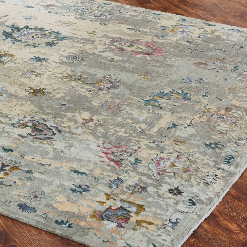 Illusion Weave Hand Knotted Abstract Area Rug, Rectangle 10' x 14'