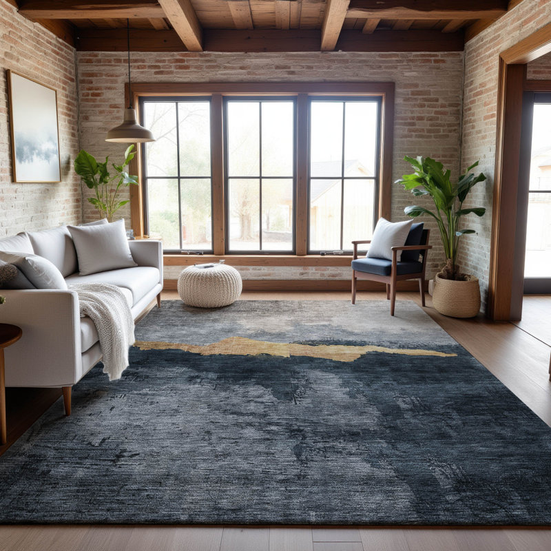 Premium Machine Washable Ducote AMF1069 Modern Rug, Rectangle 10' x 14'