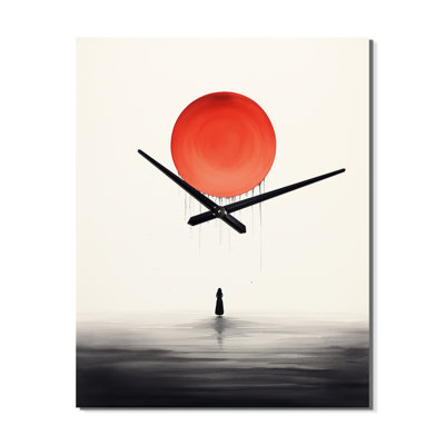 Serenity Full Moon Wandering Minimal Watercolor I - Abstract Landscape Wall Clock