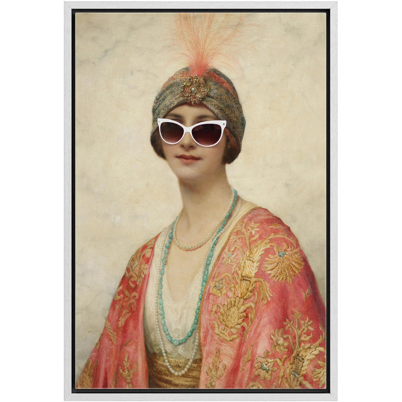 "Lunettes de soleil rétro style femme", Cadre flottant blanc, H 36 po x l 24 po