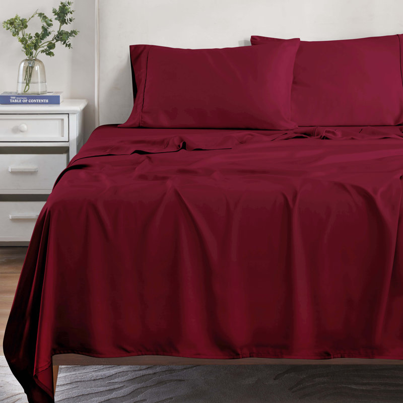 Lit de poche modulaire modulaire de Beechwood, Ensemble de draps pour très grand lit californien, Bourgogne