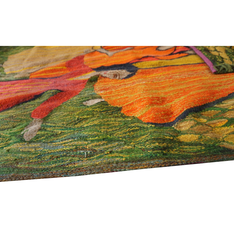 Antique Tapestry French Green 1875 Rug