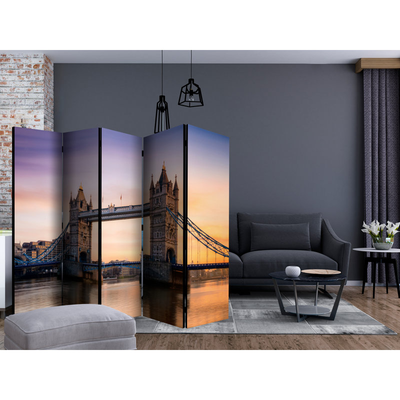Goffreda 225cm W x 172cm H 5 - Panel Solid Wood Folding Room Divider