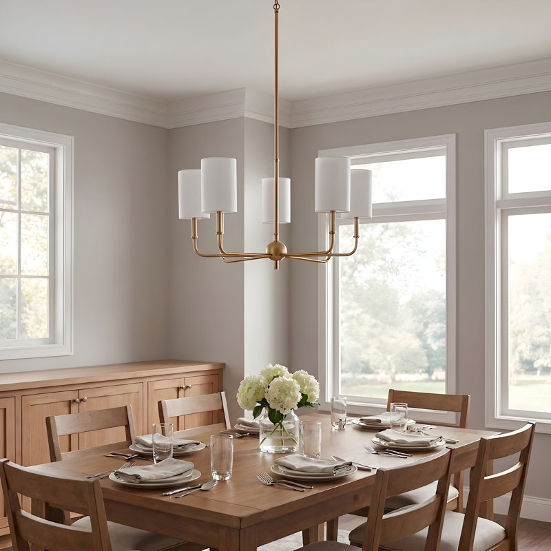 Rowley 5-Light Chandelier, Satin Brass