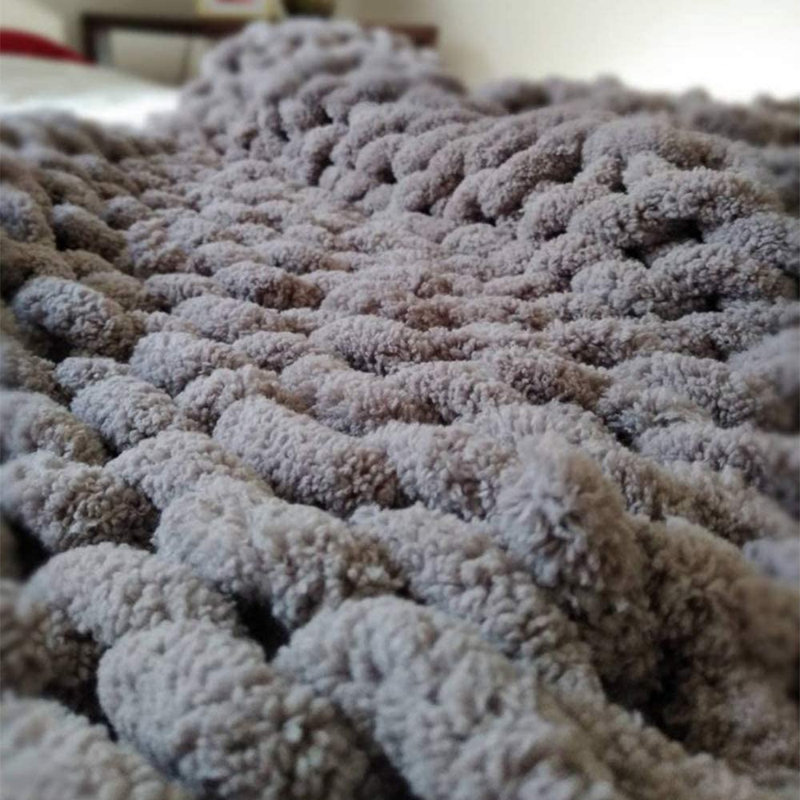 Knitted Throw Blanket, Gray, 47 x 59