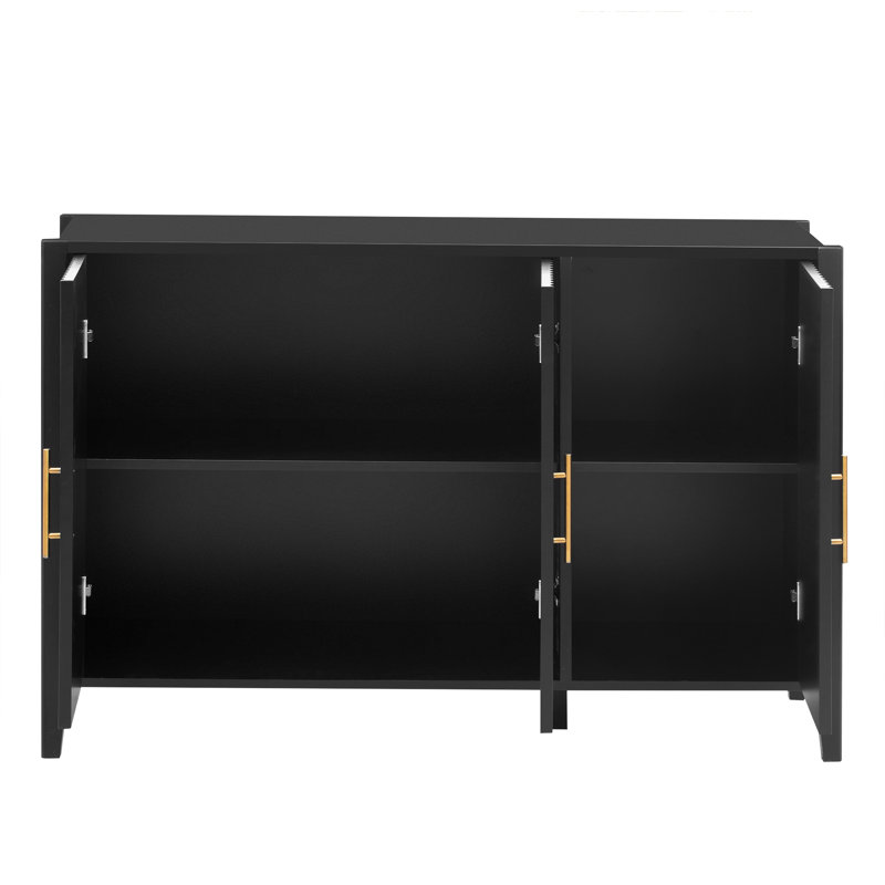 Armoire décorative, buffet, armoire de rangement à trois portes avec poignées en métal, Noir