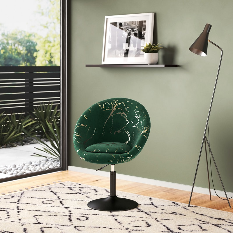 Fauteuil Papasan pivotant en velours Pilcher "W, Vert