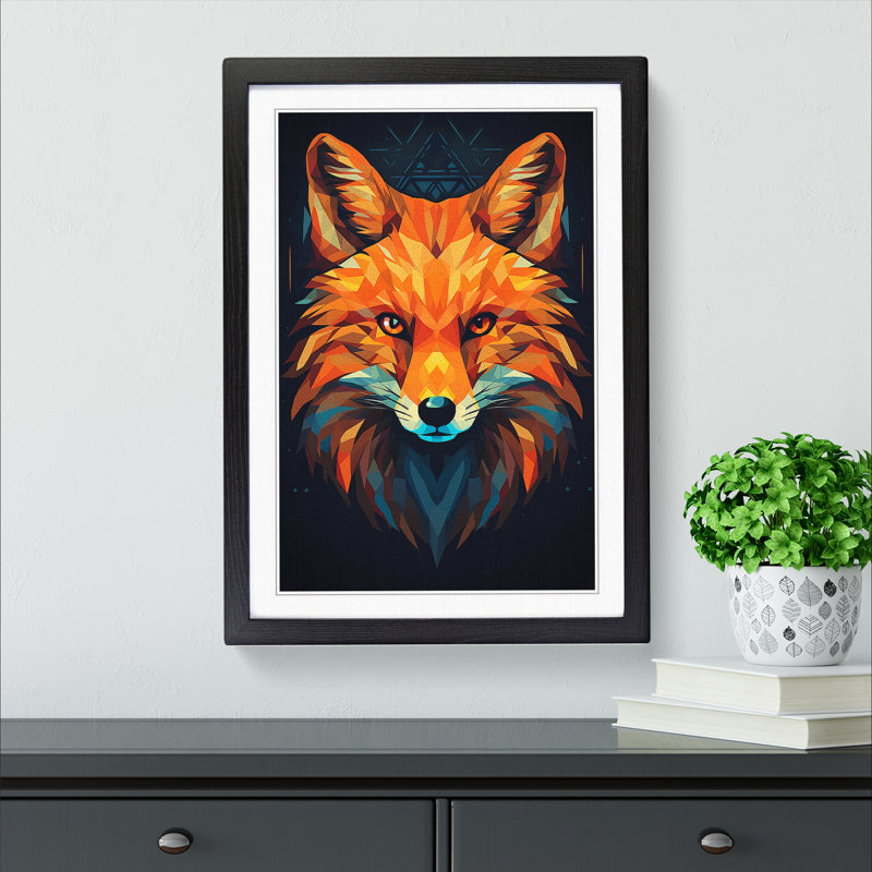 Fox Geometric - Framed Print, Black Framed, 34cm H x 25cm W