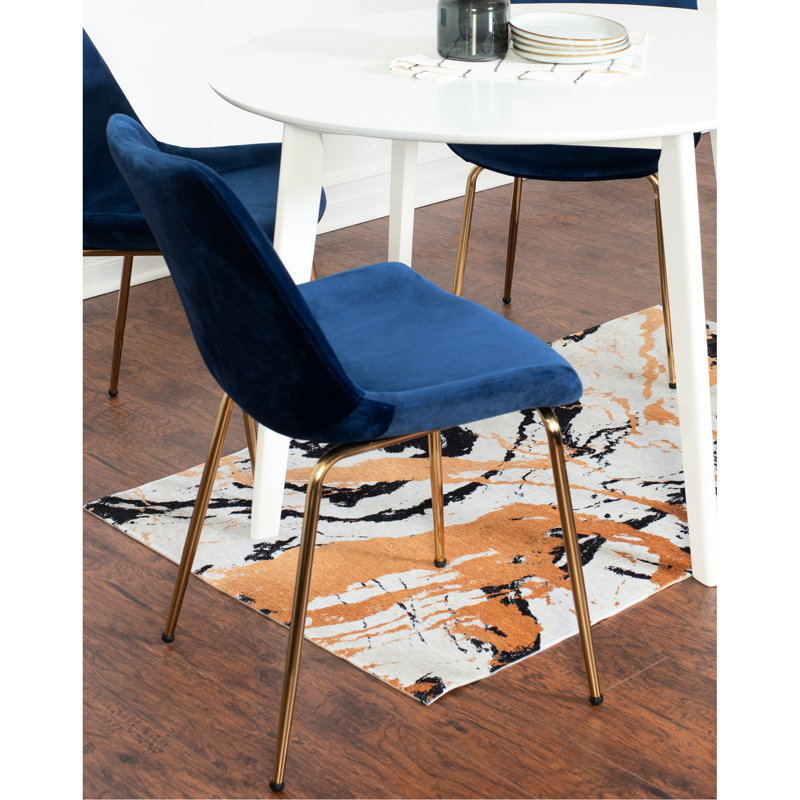 3 ensembles de salle à manger - Table ronde blanche avec 2 chaises et fabrication en bois d'hévéa, revêtement en velours confortable