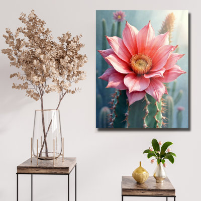 Art mural en verre trempé fleur de cactus