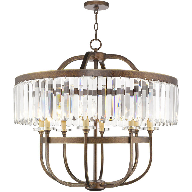 Tambour de lanterne à 8 lumières avec accents de cristal Caroline