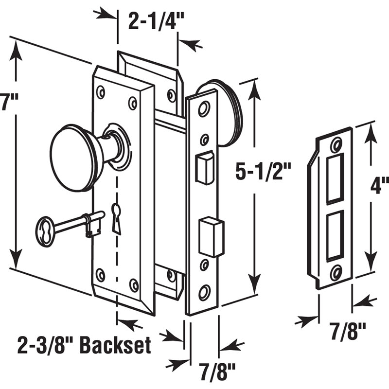 Mortise Keyed Lock Set with Classic satin nickel Knob – Perfect for Replacing Broken Antique Lock Sets and More, Fits 1-3/8 -1-3/4 In. Interior Doors, Classic Satin Nickel (Single Pack)
