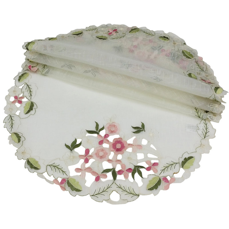 Weigle Polyester Embroidered Round Placemat, 8" W x 8" L