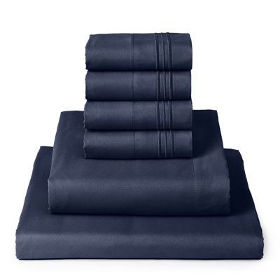Mellanni 1800 Bed Sheet Set 6 PIECE King Navy Blue