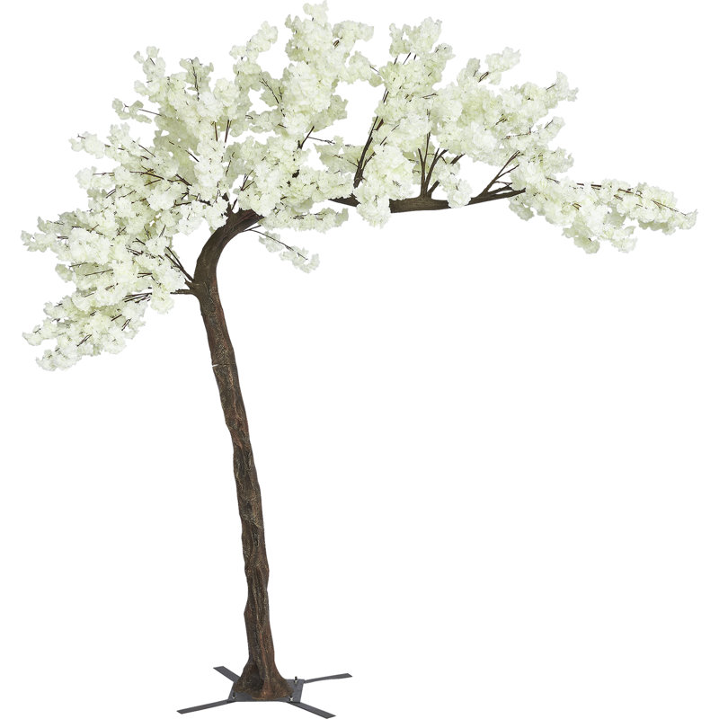 67'' Faux Flowering Tree in Metal Freestanding, White