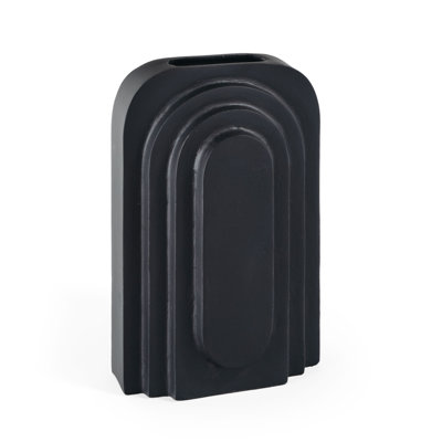 12" Black Geometric Aluminum Table Vase