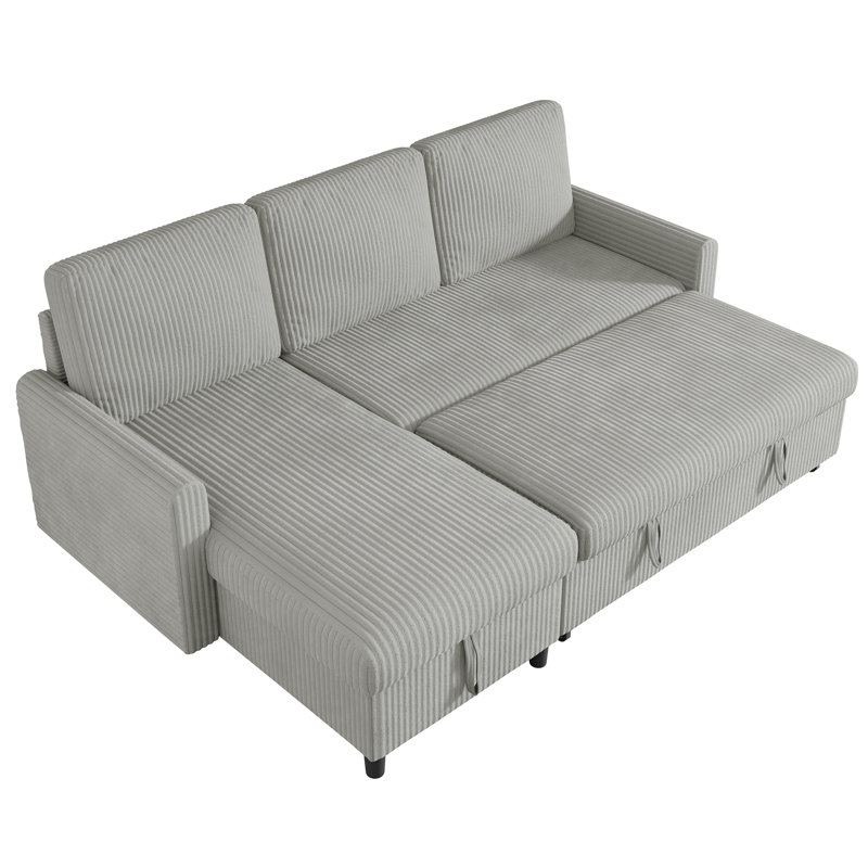  Bergvin 74.8" Upholstered Sleeper Sofa , Light Gray Corduroy