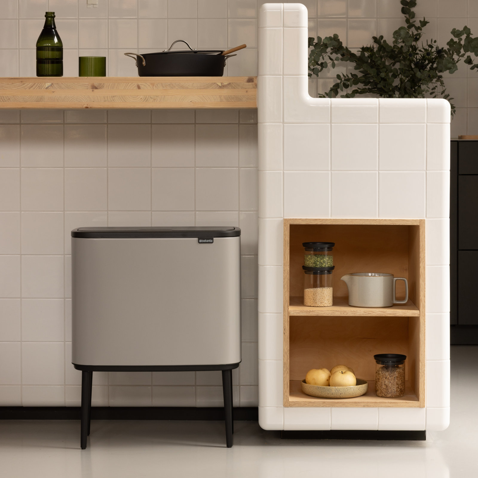 Brabantia Bo Touch 9gal Recycling Can, Soft Gray
