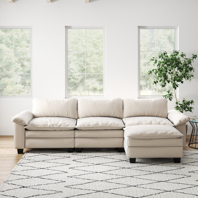 Canapé modulaire de luxe avec repose-pieds, Beige
