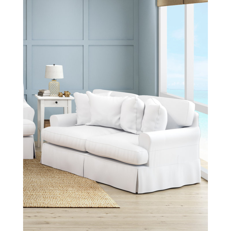 Wesham 60'' Slipcovered Loveseat, White Polyester