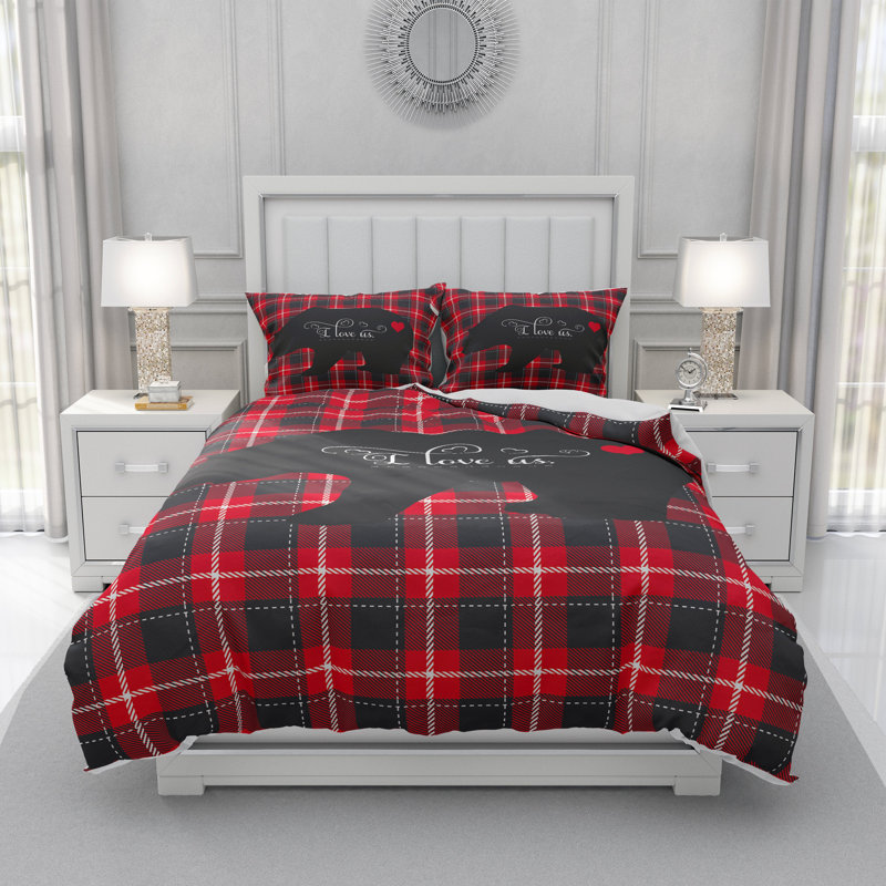 Ensemble de housse de couette I Love Us Bear, Housse de couette simple et 2 taies décoratives