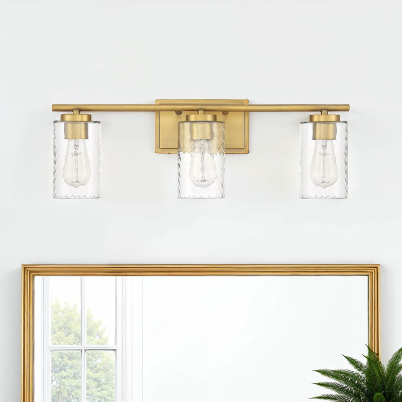 Luminaire à intensité variable pour meuble-lavabo à 3 lumières en laiton naturel Yvonne, Laiton naturel
