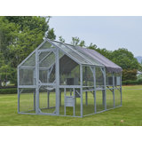 Large Wooden Outdoor Chicken, Cat Run 110" Large Hen Run House, Cat Catio Upgrade Waterproof Cover