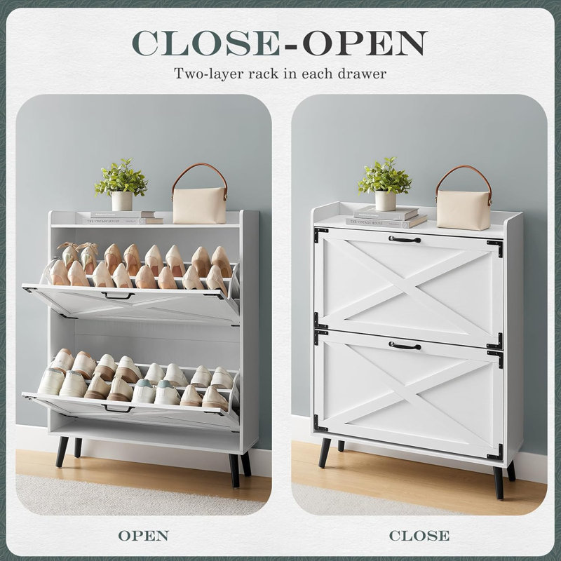 Armoire de rangement pour chaussures, Blanc