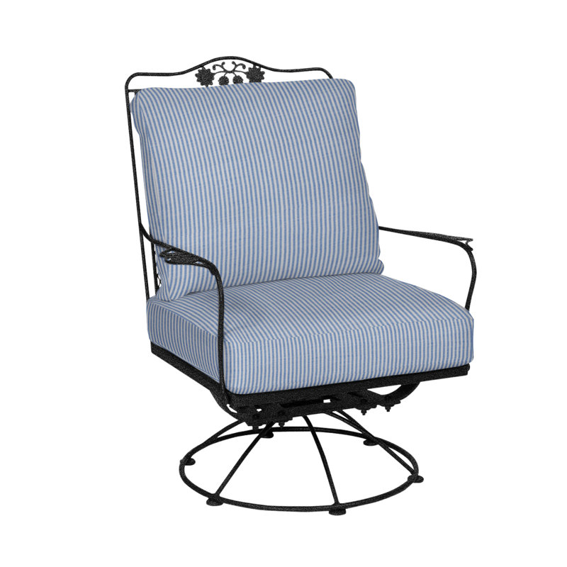 Briarwood Swivel Outdoor Lounge Chair, Textured Black, Chartres Malt Sunbrella®