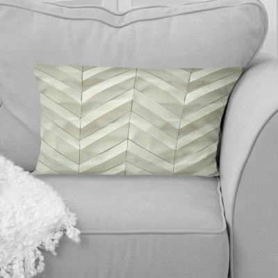 Contemporary Beige Chevron - Modern Lumbar Pillow