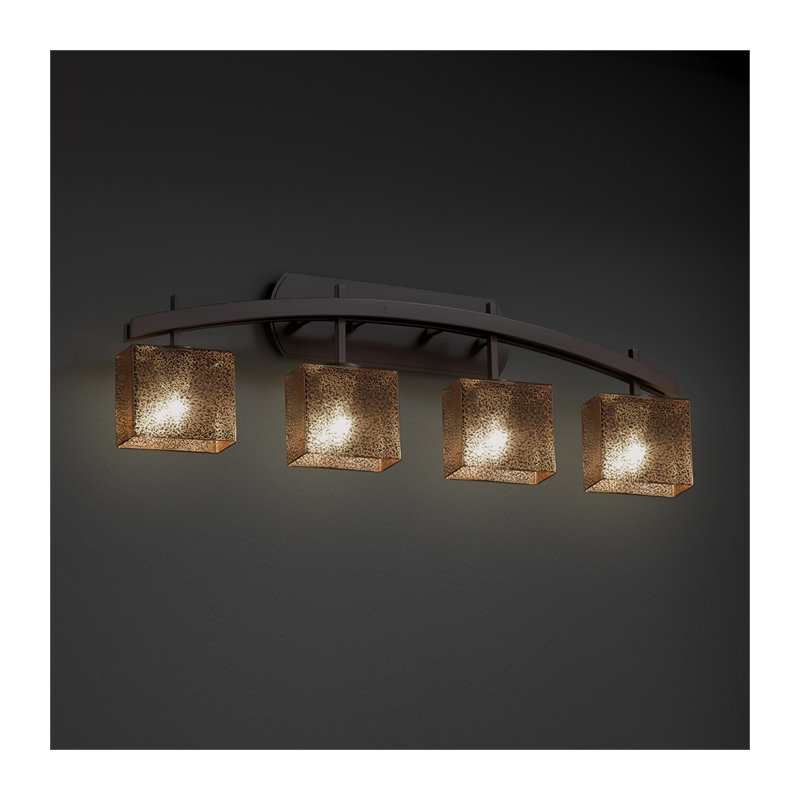 Barre d’éclairage de salle de bain 4 lumières Casson, Bronze foncé, Opale