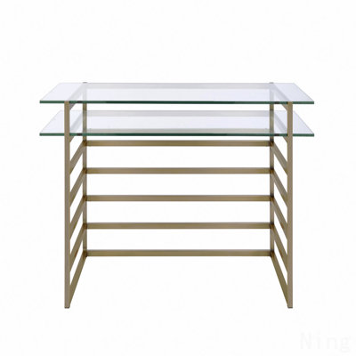 Bureau en verre transparent et bureau à finition or antique