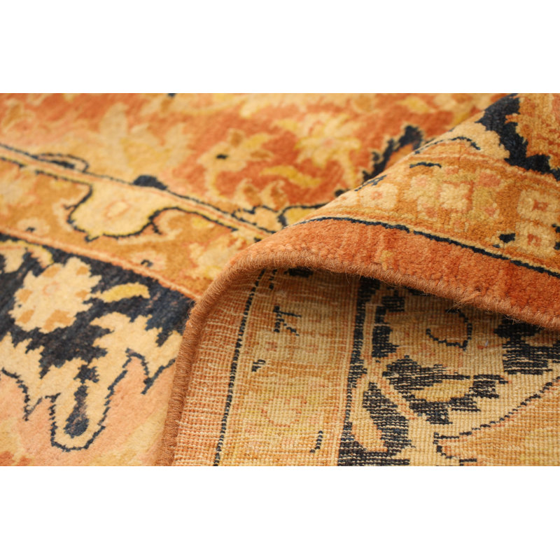 Tapis décoratif en laine noué à la main de conception unique 18/20 perse new age paki jaune 6 pi 2 po x 9 pi noué à la main