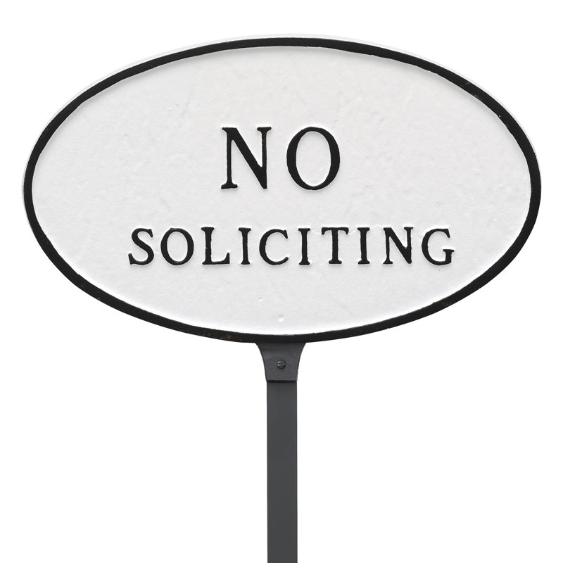 No Soliciting Statement Garden Sign, White/Black