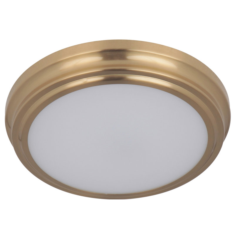 Plafonnier encastré 1 lumière DEL , Laiton satiné, H 1,13 po x l 9 po x P 9 po