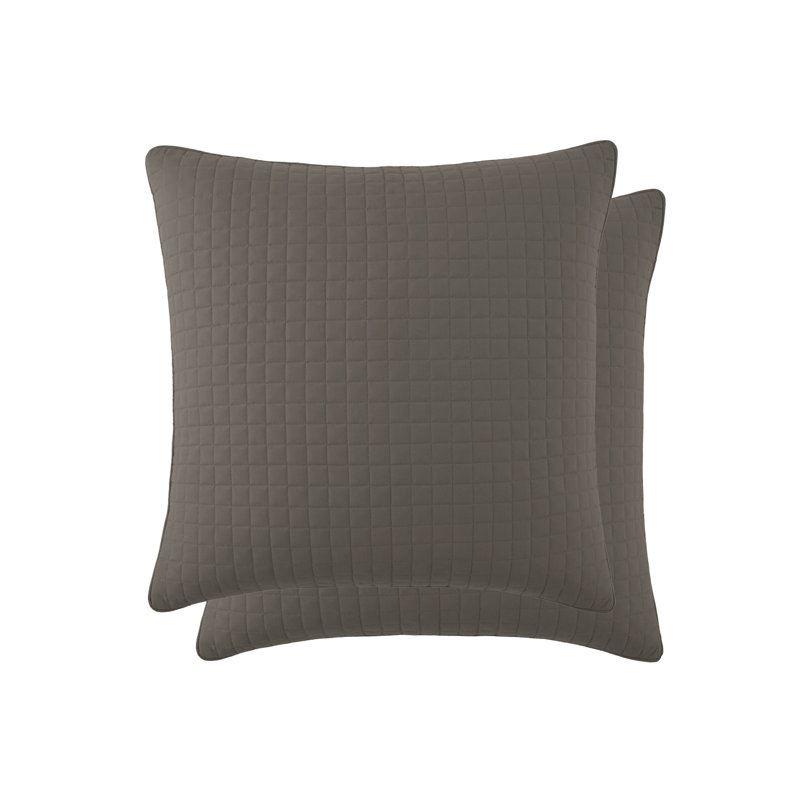 Southshore Fine Linens Vilano Quilted Sham Covers, Double-Brushed Microfiber Square-Stitched Pillow Shams with Piped Edges, Set of 2, 22" x 22" , Dark Taupe