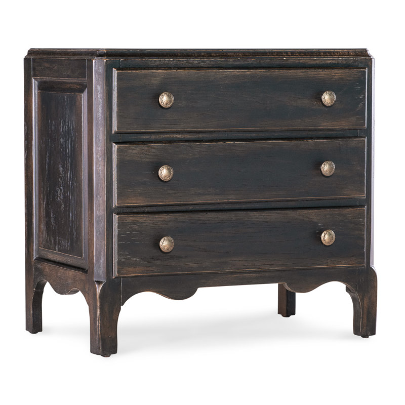 Americana Three-Drawer Nightstand, Black