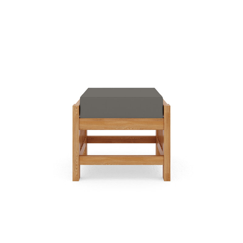 Summer Set Outdoor Teak Ottoman with Sunbrella Cushion, Charcoal Grey Sunbrella®